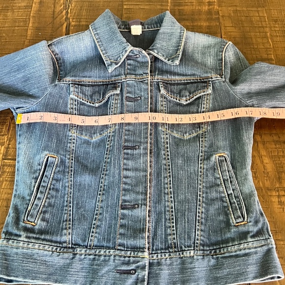 Gap Classic Women's Blue Jean Jacket - Gap Stretch Small Medium-Dark Blue - Picture 14 of 16